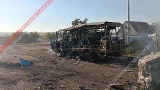 ‼️Ukronacisti zasiahli autobusy v Chersonskej oblasti.