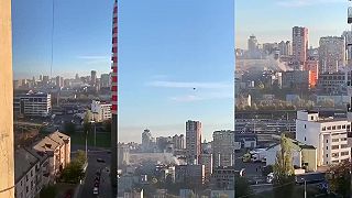 Ďalší záber z útoku iránskeho kamikadze Dronu na Kyjev