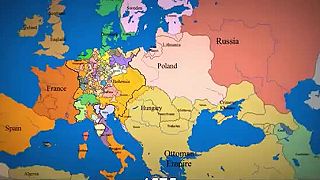 Vizualizacia uzemi roznych EU statov aj Ruska podla zapadnej histografie.