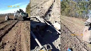 ????Zničený francúzsky obrnený transportér VAB 4×4 Ozbrojených síl Ukrajiny