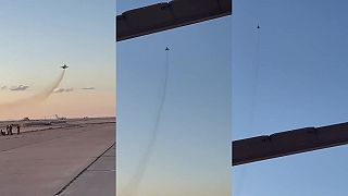 Pilotáž stíhačky MiG-29 na líbyjskej leteckej základni Al-Džufra

