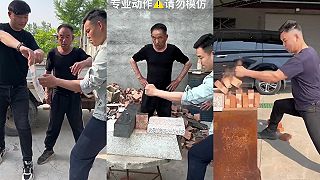 Čínsky kung-fu majster predvádza úder z tesnej blízkosti (one inch punch)