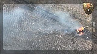 Ruský T-72 zničený proti tankovou mínou