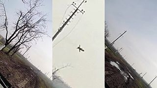 Raketa preletí okolo Ukrajinského tanku