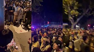 Protest v Šanghaji: „preč s Čínskou komunistickou stranou“ a „odstúp Xi“.