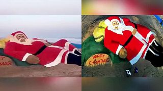 ⚡️V Indii vytvorili obrovskú postavu Santa Clausa z 1,5 tony paradajok a piesku.