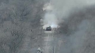 T-80BV rieši pechotu okupantov