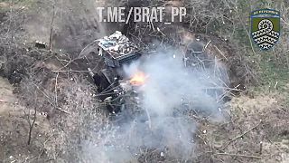 Dron vs ruský BM-21 Grad