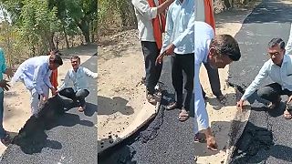 Indickí cestári položili „kvalitný“ asfaltový koberec