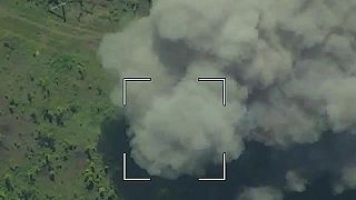 Ukrajinský tank vs. ruská protitanková mína (Záporožská oblasť)