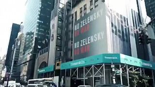 Banner v New York City: Žiadny Zelenský, žiadna vojna