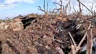 Zničený fínsky Leopard 2R HMBV (ťažké odmínovacie vozidlo)