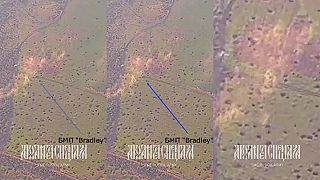 Ruskí vojaci pomocou PTRK zničili americké BVP M2A2 Bradley ODS-SA