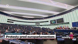 Pred europarlamentom viali slovenské vlajky. Naši farmári protestovali