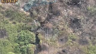 Brutálny zásah ukrajinskej pechoty ruským kamikadze dronom. (jatka)
