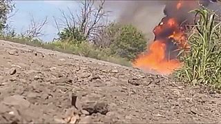 T-80BV po výbuchu munície
