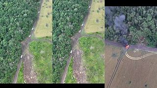 Mechanizovaná kolóna okupantov zameraná ZSU