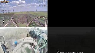Zábery z oboch strán pri strete ruského kamikadze dronu so skupinou Ukrajincov