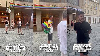 Vulgárny provokatér na proteste Matice slovenskej v centre Bratislavy