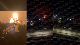 Zábery obrovského výbuchu ukrajinského skladu v Chmelnickej oblasti (25.10.2023)