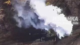 Ukrajinský tank T-80BV vs. ruský protitankový systém 9M133 Kornet