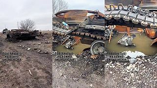 Zdevastovaný ukrajinský tank T-80BV