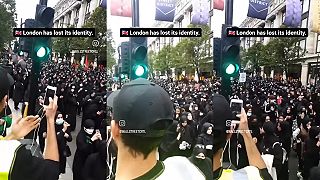 Manifestácia moslimských žien na podporu teroristov z Hamasu
