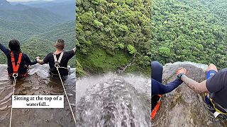 Čo tak si trochu posedieť na hrane 500-metrového vodopádu v Kolumbii?