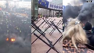 Stupňujúce sa protesty farmárov v Bruseli