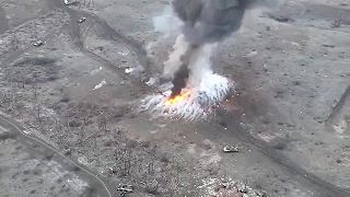 Ruské BMP-2 po zásahu dronu