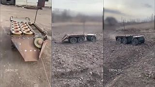Ukrajinský pozemný dron na pokladanie 15 protitankových mín TM-62