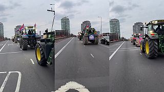 Protest farmárov v Londýne pred parlamentom.