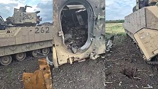 Ďalší vrak amerického bojového vozidla pechoty M2A2 Bradley ODS-SA