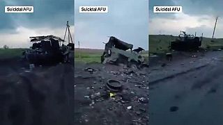 Zničený vojenský konvoj OSU v Kurskej oblasti
