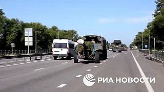 Veľká kolóna ťažkej ruskej techniky smerujúca do Kurskej oblasti