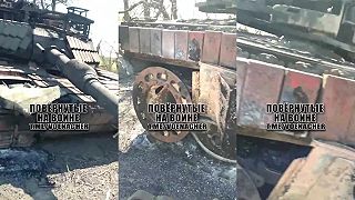 Na šrot zničený americký tank M1A1 SA Abrams so sovietskym pancierovaním