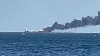Horiaci nemecký tanker Annika v Baltskom mori