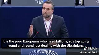 Odborný boľševik Ľ. Blaha robí otrasnú hanbu Slovensku v europarlamente