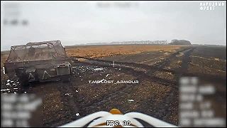 CV90 s protidronovou úpravou v Kurskej oblasti