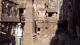 Chrám Kailasa v oblasti Ellora v Indii.