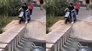 Frigov čínsky bratranec Fú Li Gou chcel zdolať hrádzu na elektrickom skútri