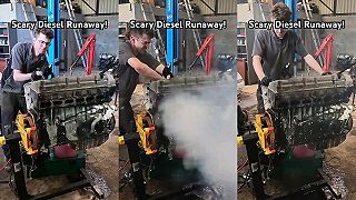 Mechanikovi „ušiel” naftový motor na stojane