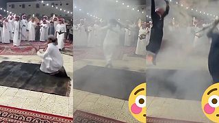 Tradičný saudský brokovnicový tanec Tá-šír