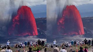 Pozorovanie 300 metrov vysokej lávovej fontány na sopke Kilauea na Havaji