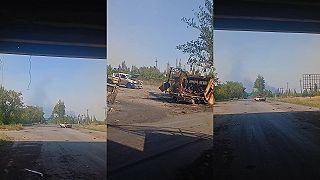 Zničená Ukrajinská technika medzi Pokrovskom a Myrnohradom