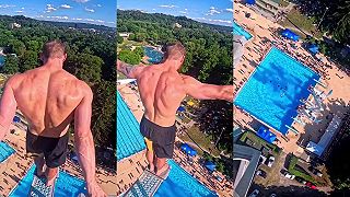 video Skočili by ste do bazéna z výšky 43 metrov?