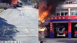 video Mužovi začal horieť náklad, nespanikáril a s autom vošiel rovno na dvor hasičom