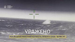 Ruská raketová korveta Bujan-M projekt 21631 napadnutá dronmi