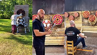 video Nože, meče, sekery! Hádzať veru vie!