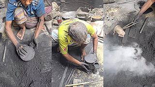 video Proces výroby mosadzného pohára v malej manufaktúre v Bangladéši